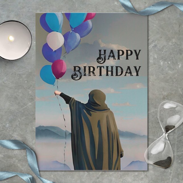 Tarjeta Nacimiento gótico Ropa negra y globos de cielo osc (Subido por el creador)