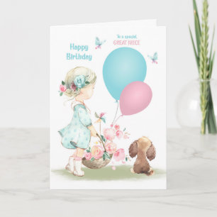 Tarjeta Nacimiento Gran Niña Niñita con Cachorro