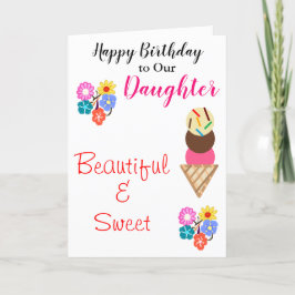 Tarjeta Nacimiento Hija Flores Hielo Crema