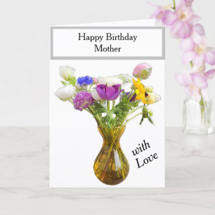 Tarjeta Nacimiento Madre Floral Rosa Amarillo Blanco
