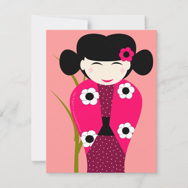 Tarjeta nacimiento muñeca Kokeshi (Anverso)