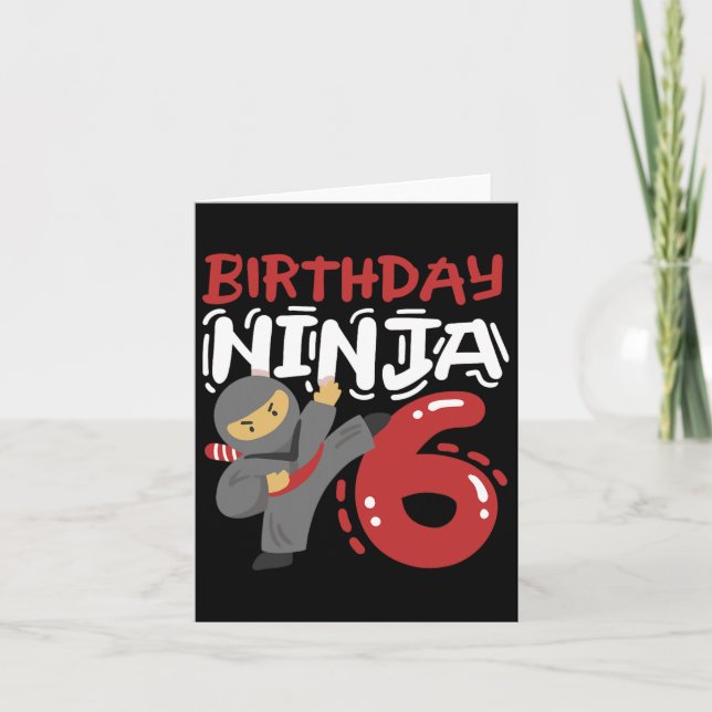 Tarjeta Nacimiento Ninja 6 años Karate Niños 6 Nacimientos (Anverso)