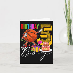 Tarjeta Nacimiento Niño de 5 años Dabbing Bysketbyll de 5 