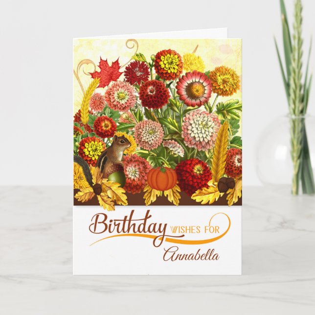 Tarjeta Nacimiento Noviembre Jardín del Crisantemo con Nom (Anverso)