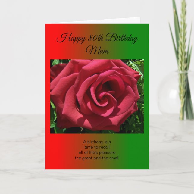 Tarjeta Nacimiento personalizado de la Madre Rosa Roja 80 (Anverso)