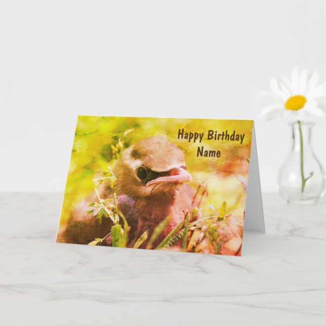 Tarjeta Nacimiento Personalizado del Arte de Aves para Beb (Planta pequeña)
