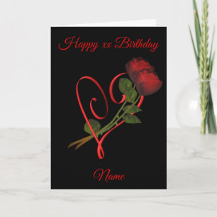 Tarjeta Nacimiento personalizado del corazón rojo Roses ro