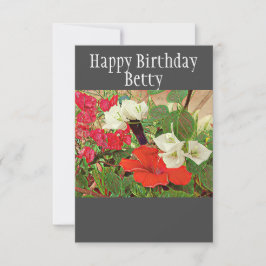 Tarjeta Nacimiento Personalizado Día Red Hibiscus acuarela