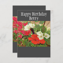 Tarjeta Nacimiento Personalizado Día Red Hibiscus acuarela