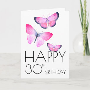 Tarjeta Nacimiento rosa Watercolor Girly mariposa en cualq