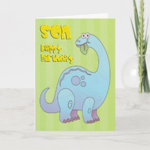 Tarjeta Nacimiento Son Blue Dinosaur