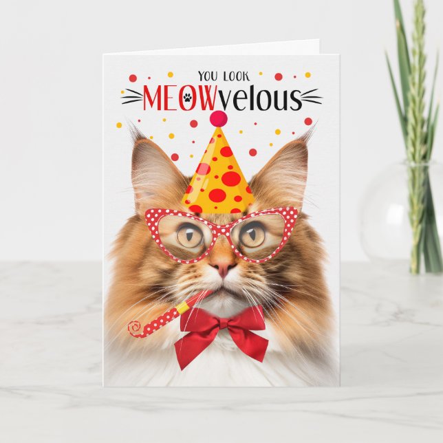 Tarjeta Nacimiento veloz del gato rojo del bosque noruego (Anverso)