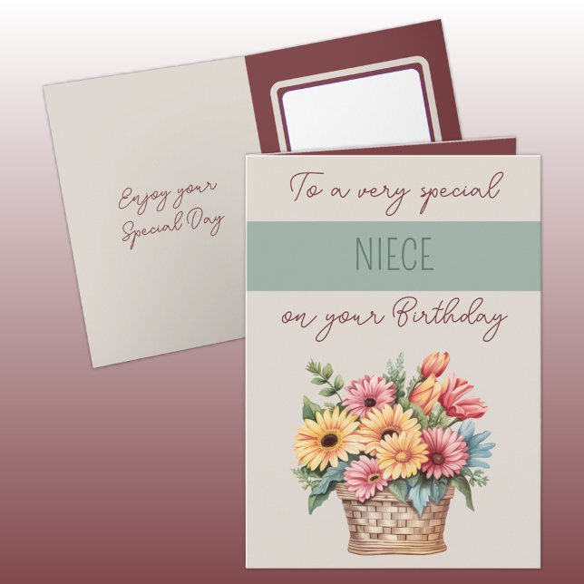 Tarjeta Nacimiento verde beige de gérbera (Subido por el creador)