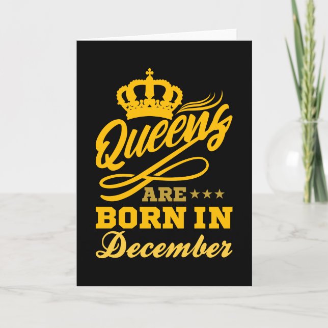 Tarjeta NACIÓ EN DICIEMBRE Chicas Reina del Cumpleaños (Anverso)