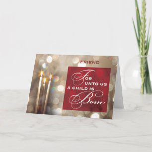 Tarjeta Nació oro rojo una amiga Navidades, una niña de ve