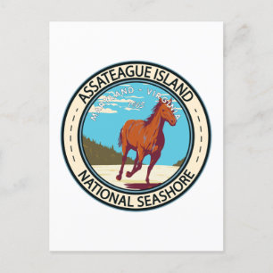 Tarjeta nacional de la isla de Assateague a orilla