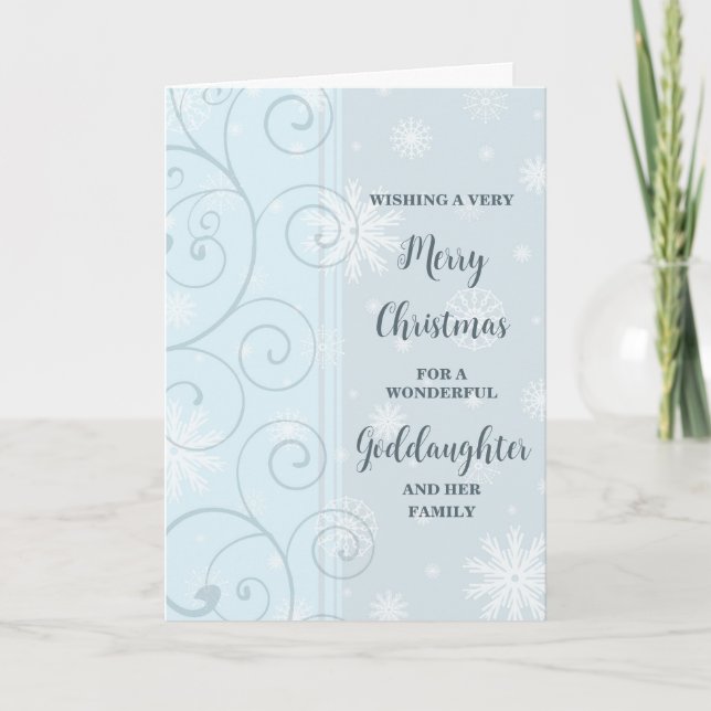 Tarjeta NADA Azul, Diosa y Familia Feliz Navidad (Anverso)