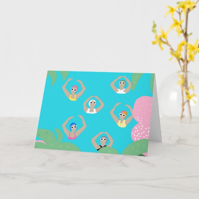 Tarjeta Nadadores artísticos | Ilustracion artístico de na (flor amarilla)