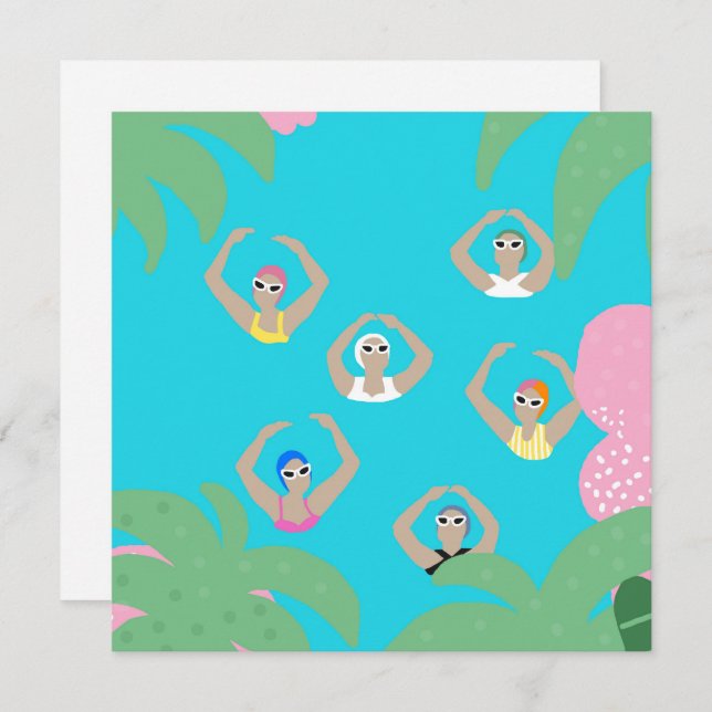 Tarjeta Nadadores artísticos | Ilustracion artístico de na (Anverso / Reverso)