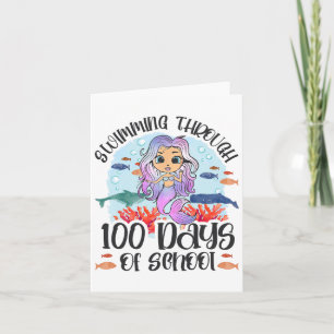 Tarjeta Nadando A Lo Largo De 100 Días De Escuela - Sireni