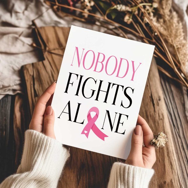 Tarjeta Nadie lucha solo contra el saludo de cinta rosa (Subido por el creador)
