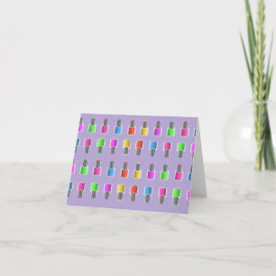 Tarjeta Nail Polaco Botella Pattern Lavender Notecard