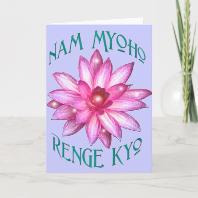 Tarjeta Nam Myoho Renge Kyo con el diseño floral de Lotus (Anverso)