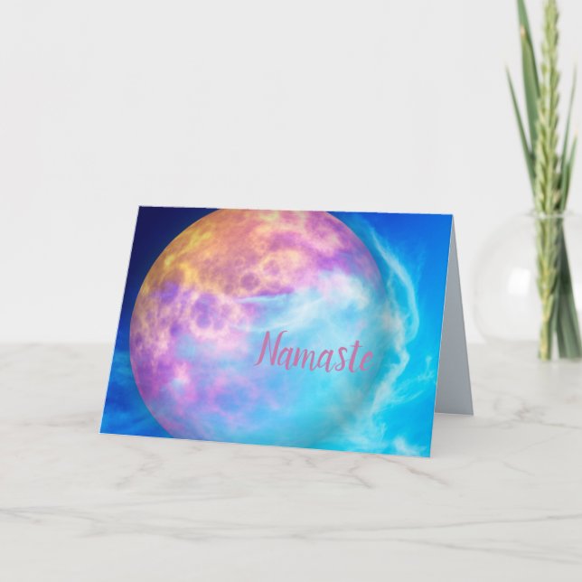 Tarjeta Namaste Cita Gracias Planeta Universo Cósmico (Anverso)