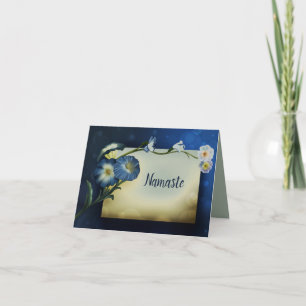 Tarjeta Namaste Gracias Diseño Floral Azul Elegante