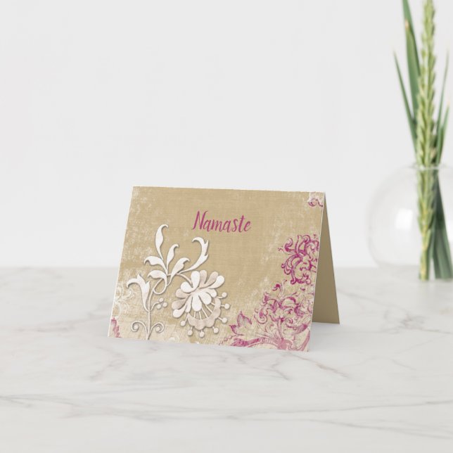 Tarjeta Namaste Gracias Personalizar De Flores Surrealista (Anverso)