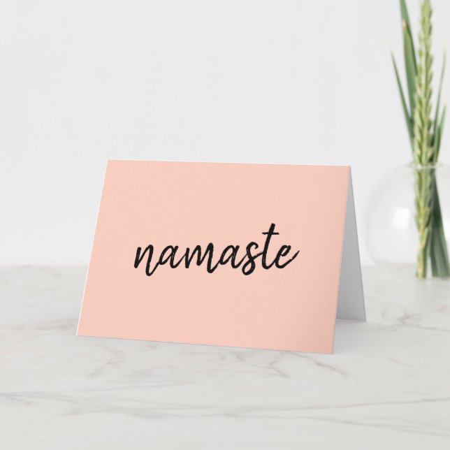 Tarjeta Namaste| Meditación moderna del yoga rosado y peac (Anverso)