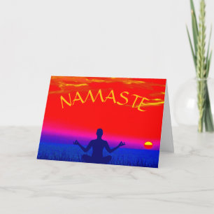 Tarjeta Namaste Mindness Meditación y Yoga Zen Sunset