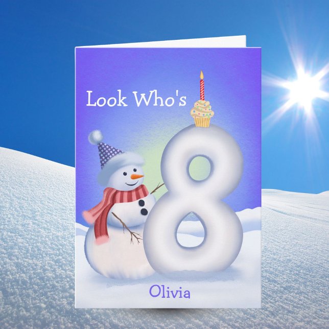 Tarjeta Name 8th Birthday Snowman Snowy Eight  (Subido por el creador)