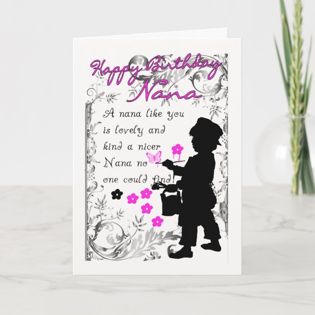 Tarjeta nana birthday card with little boy silhouette (Anverso)