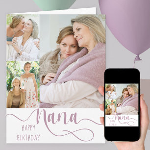 Tarjeta Nana Caligrafía 3 Foto Feliz Cumpleaños