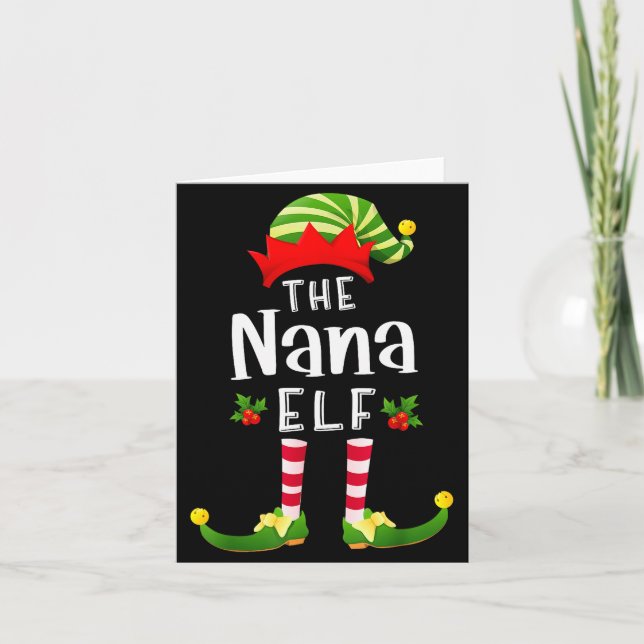 Tarjeta Nana Christmas Elf Matching Pajama X-mas Party  (Anverso)