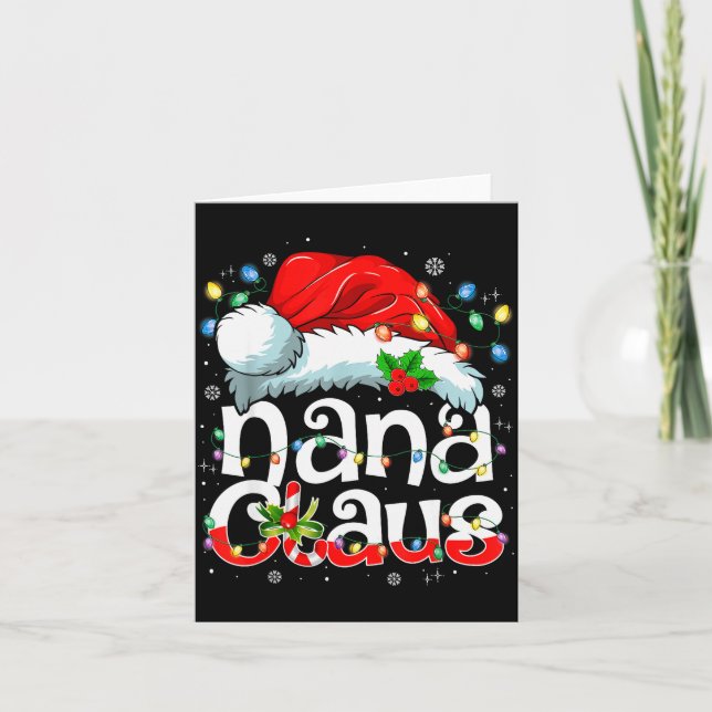Tarjeta Nana Claus Shirt Christmas Lights Pajama Family Ma (Anverso)