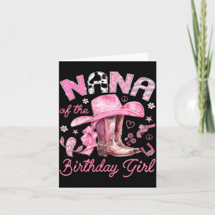 Tarjeta Nana de la niña de cumpleaños vaquera rosa western