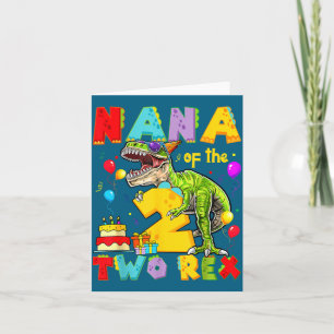 Tarjeta Nana de los dos rex niño cumpleaños 2 dinosaurio t
