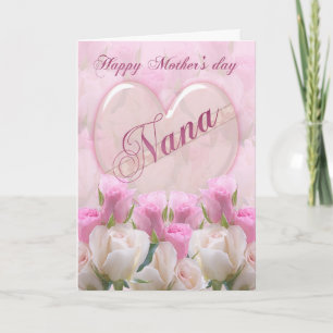 Tarjeta Nana del Día de la Madre con rosas rosadas