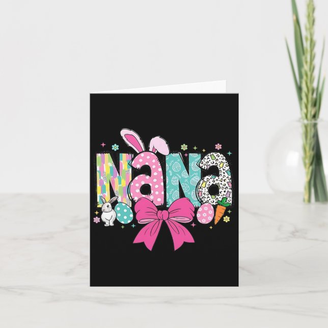 Tarjeta Nana Easter Coquette Bow Feliz Conejo de Conejo de (Anverso)