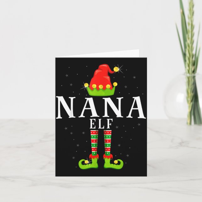 Tarjeta Nana Elf Christmas Matching Xmas Pajama  (Anverso)
