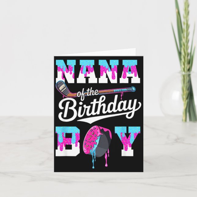 Tarjeta Nana Of The Birthday Boy Hockey Ice Cream Drip Fam (Anverso)