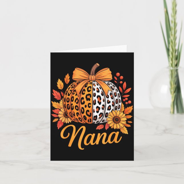 Tarjeta Nana Thanksgiving Leopard Pumpkin Sunflower Coquet (Anverso)