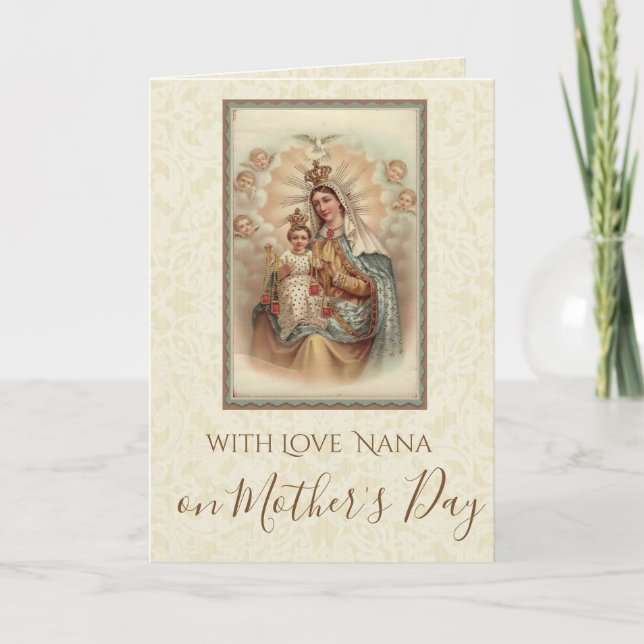 Tarjeta Nana Virgin Mary Jesus, abuela del Día de la Madre (Anverso)