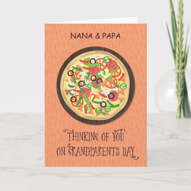 Tarjeta Nana y Papa Personalizable Día de los Abuelos Pizz (Anverso)