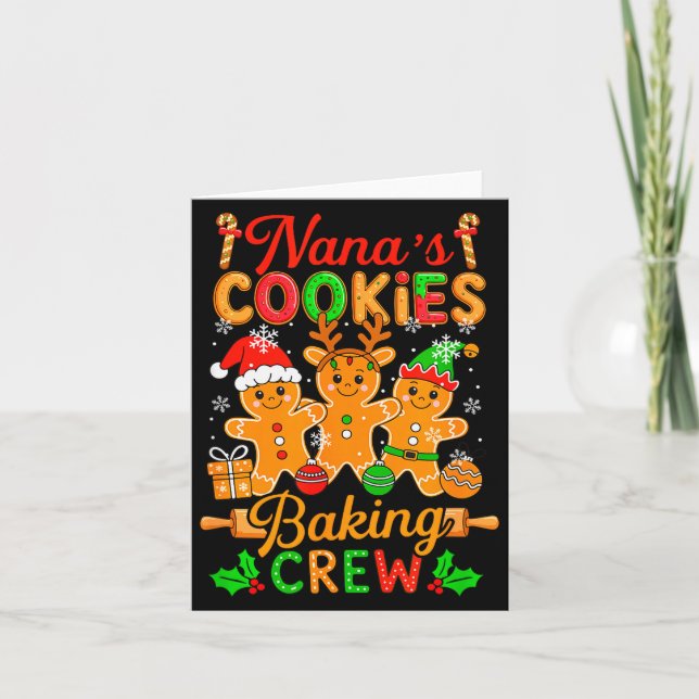 Tarjeta Nana's Xmas Cookie Baking Crew Funny Baker Gingerb (Anverso)