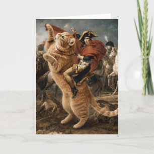 Tarjeta Napoleón montando un gato gigante de batalla