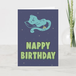 Tarjeta Nappy cumpleaños, lindo y gracioso gatito durmiend