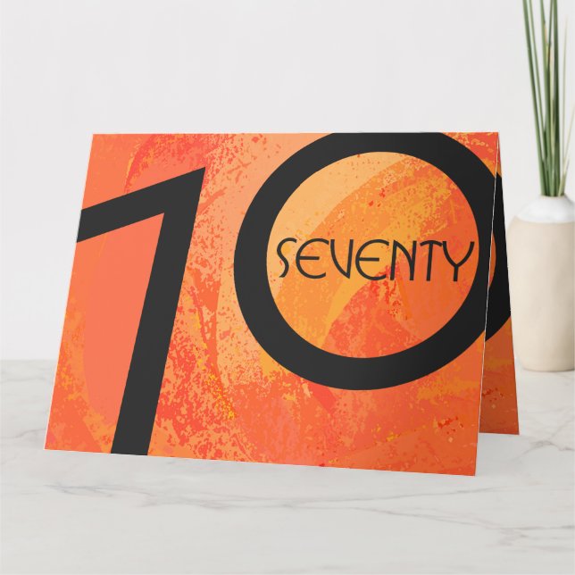 Tarjeta Naranja 70 Década Cumpleaños (Anverso)